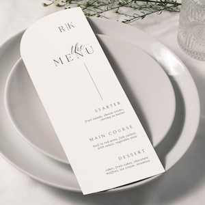 Minimal Wedding Menu Cards Template, Wedding Dinner Menu Cards With Monogram,  Custom Wedding Menu, Printable Event Menu Cards, Half Arch
