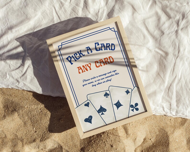 Retro Wedding Playing Cards Sign Template, Colorful Wedding Pick A Card ...