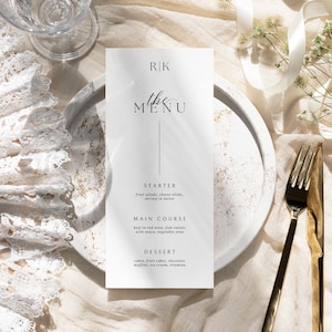 Modern Wedding Menu Cards Template, Wedding Monogram Menu, Printable Event Menu Cards, Wedding Dinner Menu Template, Custom Wedding Menu