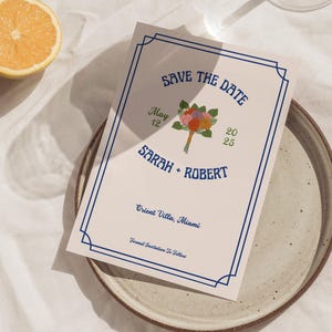 Retro Save The Date Cards Template, Retro Wedding Invitation, Colorful Save The Dates, Digital Invites, Hand Drawn Save The Date Evite
