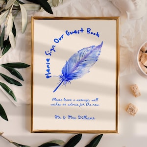 Whimsical Wedding Guest Book Sign Template, Please Sign Our Guestbook, Hand Drawn Guest Book Sign, Watercolor Wedding Guest Book Sign, Canva