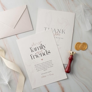 Tulpe Dankeskarten-Vorlage, doppelseitige Dankeskarten, Blumenhochzeitspostkarte Danke, Dankesnotizen, bearbeitbare Dankeskarten