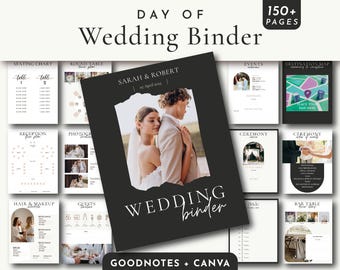 Wedding Day Binder, Canva + GoodNotes Wedding Binder, Day Of Wedding Binder Template, Wedding Timeline, Wedding Mood Board, Wedding Planner