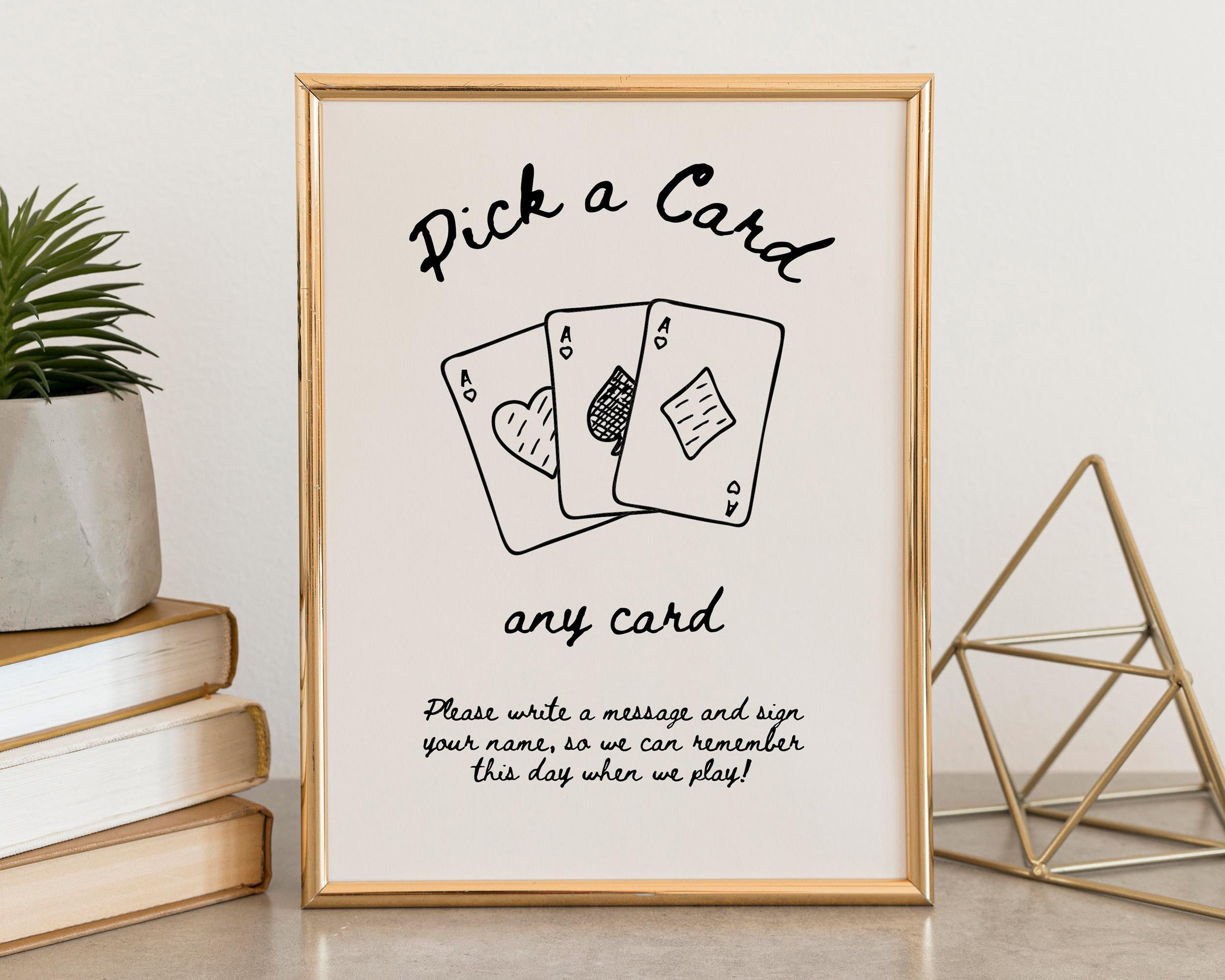 Vintage Wedding Playing Cards Sign Template, Hand Drawn Wedding Pick A ...