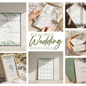 Eucalyptus Wedding Sign Bundle, Eucalyptus Wedding Template Bundle, Greenery Wedding Stationery Bundle, Printable Wedding Bundle, Canva