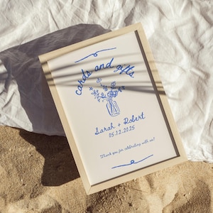 Vintage Karten und Geschenke Schild, Handgezeichnete Karten und Geschenke Schild Vorlage, Hochzeitsgeschenk Tischschild, Retro Hochzeit Beschilderung, bearbeitbare Vorlage