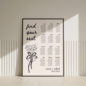 Vintage Wedding Seating Chart Sign, Hand Drawn Wedding Table Plan Template, Retro Wedding Seating Plan, Printable Wedding Table Plan, Canva