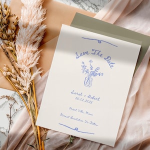 Vintage Save The Date Karten Vorlage, Vintage Blumenhochzeitseinladung, Einzigartige Save The Dates, Digitale Einladungen, Hochzeit Papeterie, Canva