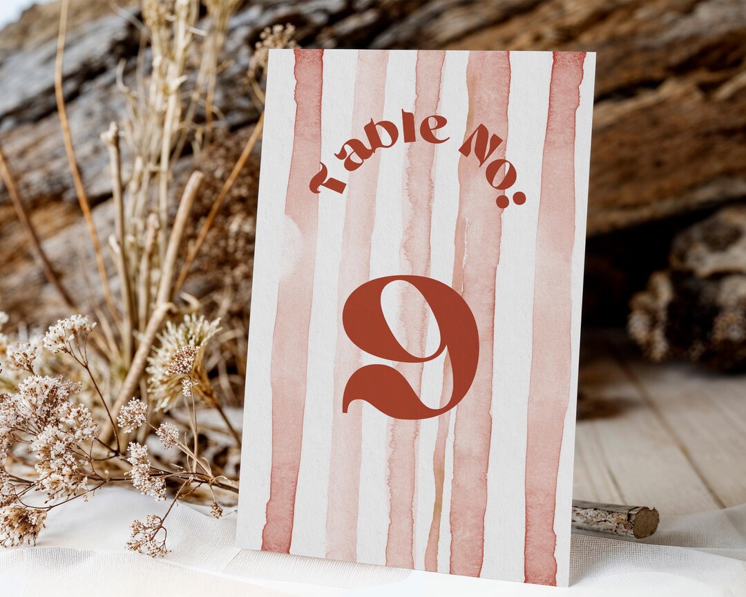 Rustic Wedding Table Numbers Template, Terracotta Wedding Table Number ...