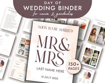 Wedding Binder Template, Wedding Day Binder, Digital Wedding Planner, Wedding Templates, Wedding Details, Wedding Timeline, Canva+Goodnotes