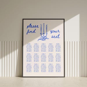 Vintage Wedding Seating Chart Sign, Hand Drawn Wedding Table Plan Template, Retro Wedding Seating Plan, Retro Wedding Table Plan, Canva
