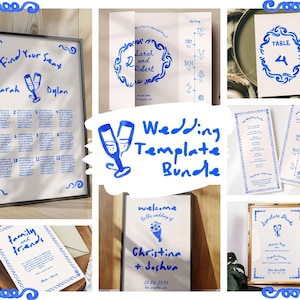 Whimsical Wedding Sign Bundle, Hand Drawn Wedding Template Bundle, Watercolor Wedding Stationery Bundle, Whimsical Wedding Bundle, Canva