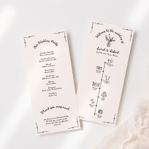 Vintage Wedding Timeline Template, Hand Drawn Wedding Program, Whimsical Wedding Itinerary, Order Of Service, Printable Wedding Day Timeline