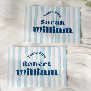 Watercolor Wedding Place Cards Template, Coastal Place Card Names, Nautical  Wedding Place Cards, Striped Wedding Name Cards, Canva Template