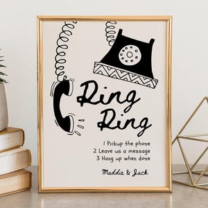 Sjabloon audio gastenboek teken, met de hand getekend audio gastenboek teken voor bruiloft, grillige bruiloft telefoon teken, bewerkbaar schattig gastenboek teken