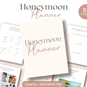 Digital Honeymoon Planner, Honeymoon Checklist, Printable Honeymoon Planner, Canva + GoodNotes Travel Planner, Travel Itinerary Template