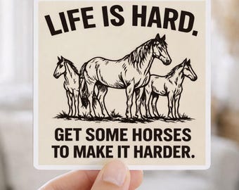Life Is Hard Get Some Horses Aufkleber, Lustiger Reiter Vinyl Aufkleber, Pferdeliebhaber Farmleben Aufkleber, Cowgirl Western Barn Humor