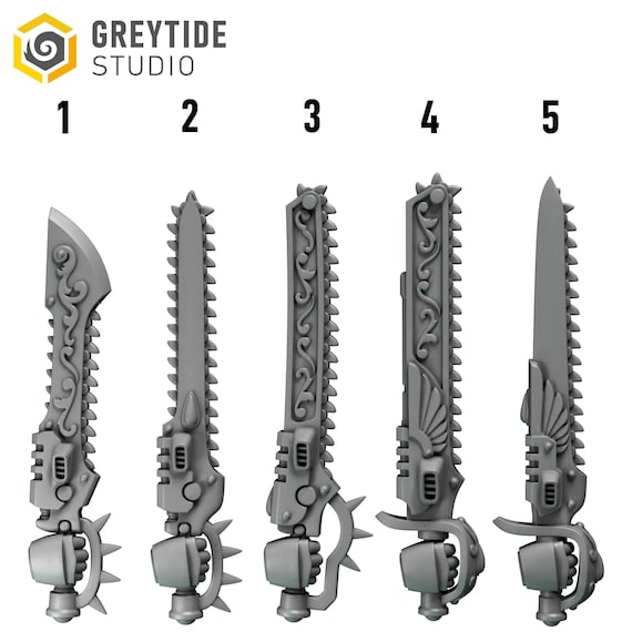 Crimson Lord Chainsword X10 | Grimdark Weapon Bits | Horus Heresy