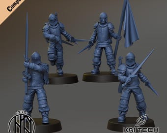 Antioch Shocktroopers Squad | Trench Compatible Resin Miniatures | Grimdark Assault Infantry | Unpainted Resin Models | Kai Tech Design