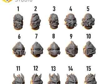Anvil Wardens Assorted Heads x20   Salamander Proxy Bitz   Grimdark Conversion