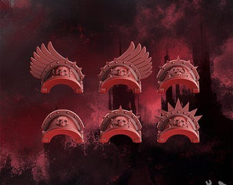 Crimson Wing Shoulder Pads x10 - Grimdark - Blood Angel Proxy