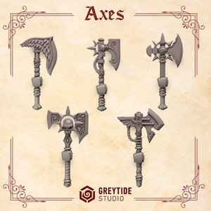 Crimson Lords Axes x10 | Grimdark Power Axe Bits | Horus Heresy Compatible