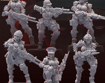 Traitor Pinups Squad • Grimdark Female Soldiers • 28mm Resin Sci-Fi Wargame Models • Chaos Guard Compatible Proxies • Dark Tabletop Army