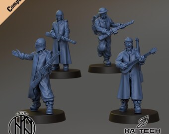 Antioch Yeomen Squad x4 | Trench Compatible Resin Miniatures | Grimdark Infantry Troops | Unpainted Resin Models | Kai Tech Design