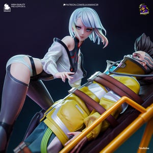 Lucy & David Unpainted Resin Figurine | Cyberpunk Edgerunners Collector Statue immagine 1