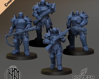 Antioch Mech Infantry Squad x4 | Trench Compatible Resin Miniatures | Grimdark Heavy Infantry | Unpainted Resin Models | Kai Tech Design