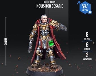 Inquisitor Cesarie Grimdark Sci-Fi Commander Miniature | Artel W Licensed Resin Wargaming Hero | Gothic Witch Hunter Proxy
