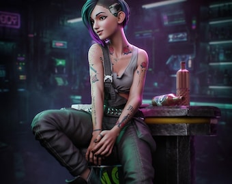 Mindtrip Techie | Cyberpunk Judy | 3D Printed Resin Model | Unpainted Bulkmancer Figure
