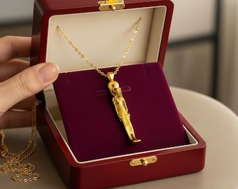 Gold Sekhmet Pendant, Egyptian Revival Necklace, Divine Talisman