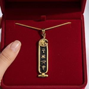 Gouden ketting met cartouche van de god Seth, Egyptische sieraden, cadeau voor mannen en vrouwen