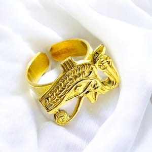 Gold Wadjet Ring, Eye of Horus Talisman, Egyptian Amulet