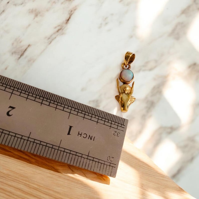 Gold Hathor Cow Head Pendant, Opal Egyptian Goddess Necklace, Ancient Revival Jewelry image 7