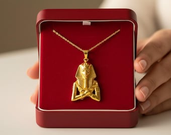 Gouden Achnaton-hangerketting, handgemaakte Egyptische Revival Talisman