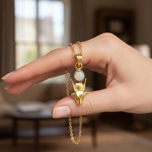 Gold Hathor Cow Head Pendant, Opal Egyptian Goddess Necklace, Ancient Revival Jewelry image 13