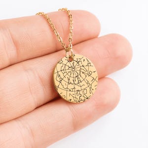 Benutzerdefinierte Sternkarte Goldhalskette, personalisierter Schmuck des Nachthimmels, benutzerdefinierte Konstellationsanhänger, Jahrestag oder Geburtstagsandenken