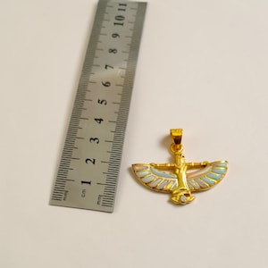 Gold Winged Isis Pendant, Green Red Opal Egyptian Goddess Necklace, Divine Amulet, Ancient Egypt Jewelry, Gift for Men and Women image 16