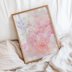 Pink Floral Abstract Print – Watercolor Wall Art, Soft Pastel Home Decor, Minimalist Boho Art, Blush Botanical Bedroom Poster