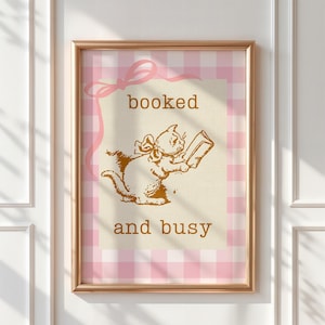 Vintage Book Art, Book Nook Decor, Reading Room, Book Ish, Booked and Busy Cat Print – Cozy Literary Wall Art, Digital Download for Bookworm