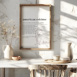 American Eskimo Definition Print – Dog Lover Gift – American Eskimo Wall Art – Minimalist Pet Print – Farmhouse & Modern Decor