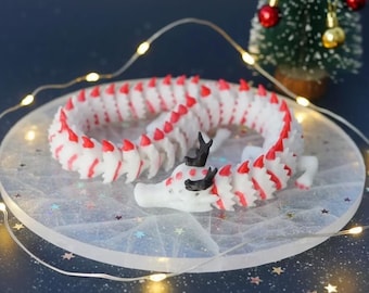 Christmas Dragon articulated 3d flexi , Flexible Articulated Dragon STL File – Holiday Print-in-Place Fidget Toy, Digital Christmas Decor.