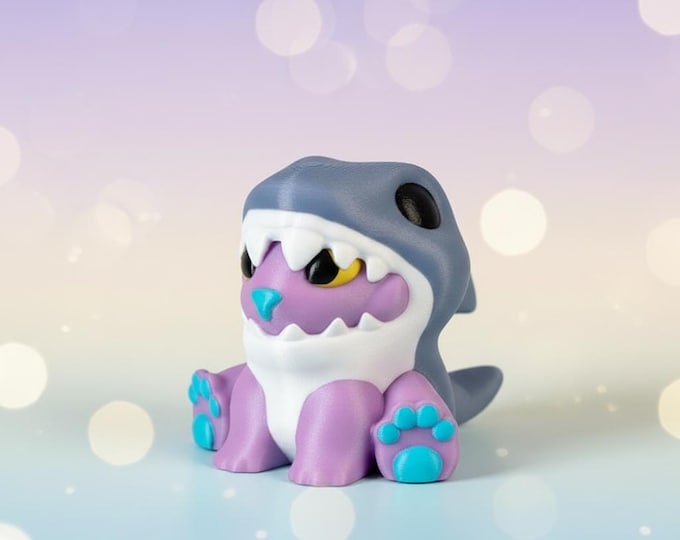 Flexible Articulated Shark Cat Cartoon 3D Model STL File – Cute Printable Ocean Animal, Kawaii Fish Toy for Kids STL File Only Figure STL