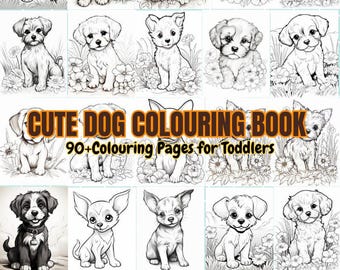 100 baby Dog Coloring Pages for Kids Printable | Easy Coloring Book Preschool & Toddlers | Fun Educational Activities PDF