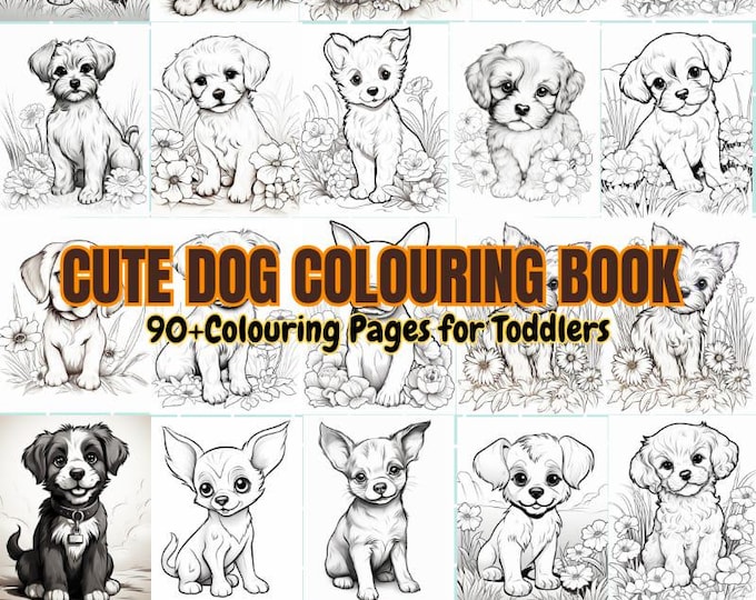 100 baby Dog Coloring Pages for Kids Printable | Easy Coloring Book Preschool & Toddlers | Fun Educational Activities PDF