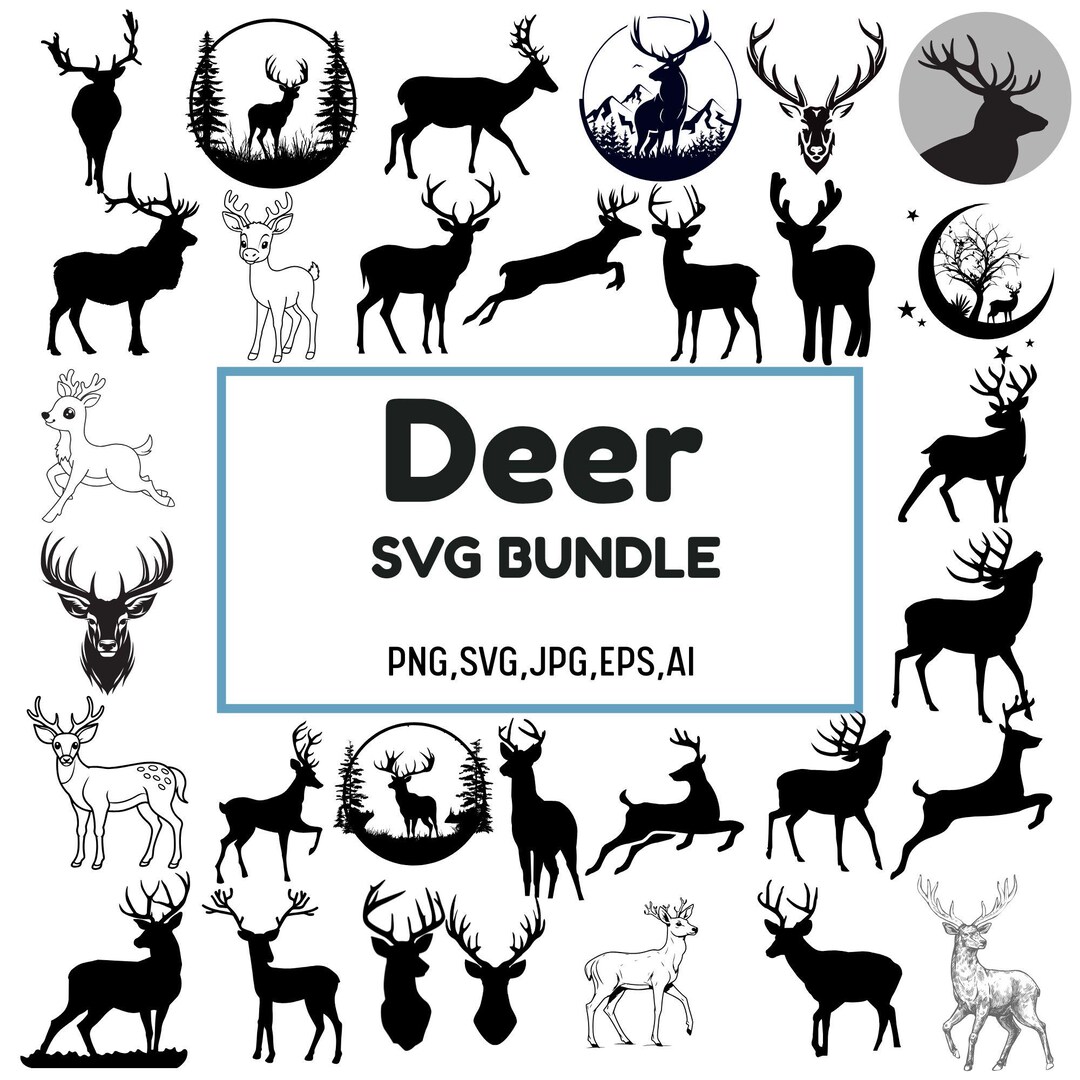 Deer in the Forest Svg / Deer Svg Bundle / Deer Head Vector Svg Png ...