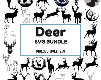 Deer in the Forest svg / deer svg bundle / Deer head vector Svg Png File / Forest silhouette svg / Commercial use / Instant Download svg