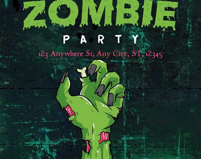 Editable Zombie Halloween Party Invitation, Canva Template, Spooky Graveyard Theme, Horror Party,  Haunted Ghost House Invitation